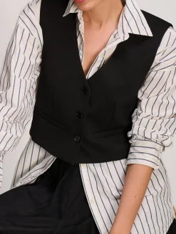 Plain Button Up Waistcoat, Black