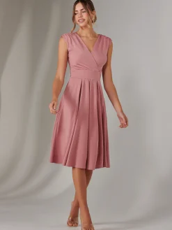 Plain Sleeveless Midi Dress, Dusty Pink