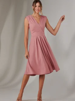 Plain Sleeveless Midi Dress, Dusty Pink