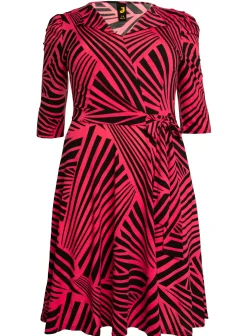Plus Size Twist Front Maxi Dress, Pink Geo