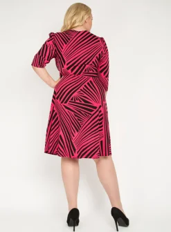 Plus Size Twist Front Maxi Dress, Pink Geo