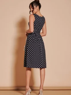Polka Dot 1950's Inspired Swing Dress, Navy Spot
