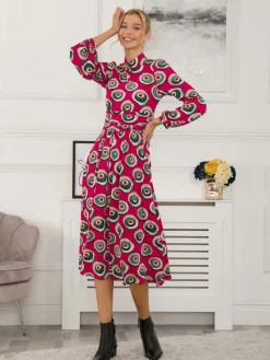 Polo Neck Long Sleeve Midi Dress, Plum