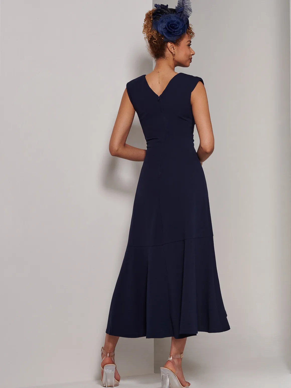 Preslie Wrap Frill Hem Maxi Dress, Navy