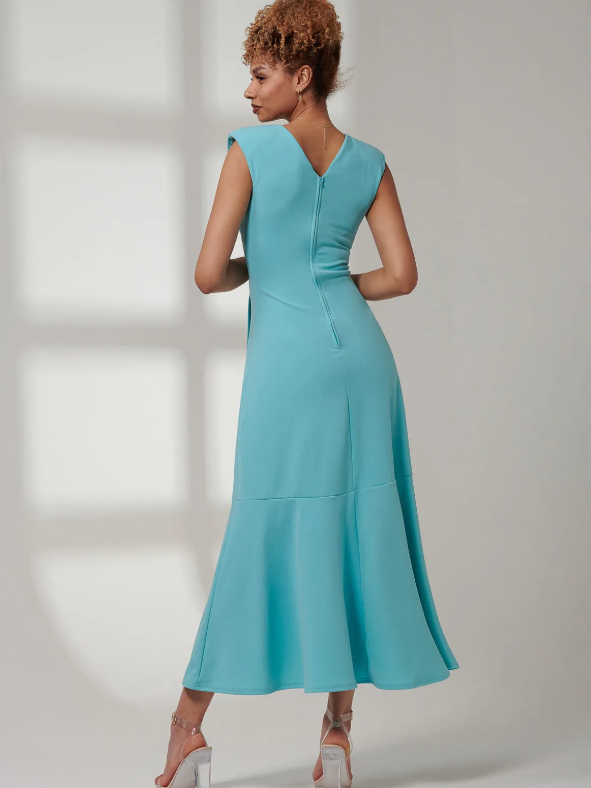 Preslie Wrap Frill Hem Maxi Dress, Turquoise