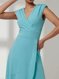 Preslie Wrap Frill Hem Maxi Dress, Turquoise