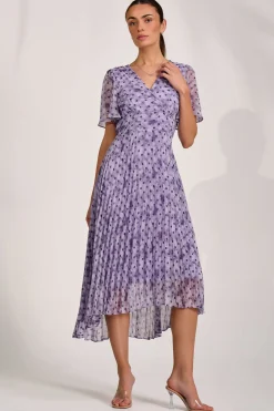 Printed Chiffon Glitter Maxi Dress, Blue Spot