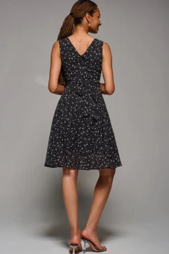 Printed Fit & Flare Dress, Black Star
