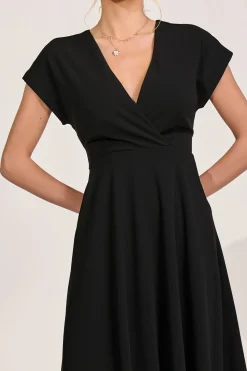 Printed Scuba Dipped Hem Maxi Dress, Black