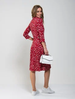Printed Shirt Jersey Dress, Red Animal