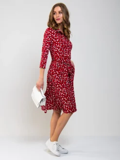 Printed Shirt Jersey Dress, Red Animal