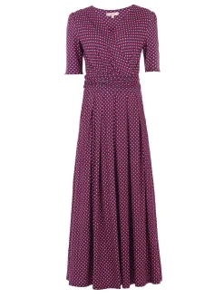 Printed Viscose Crossover Maxi Dress, Pink Geo