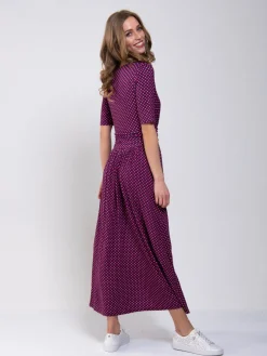 Printed Viscose Crossover Maxi Dress, Pink Geo