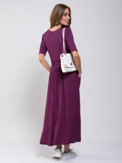 Printed Viscose Crossover Maxi Dress, Pink Geo