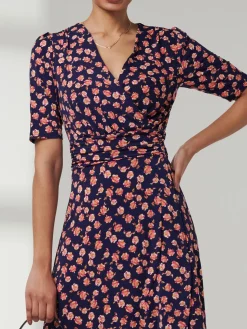 Print Viscose Frill Hem Maxi Dress, Navy Floral