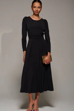 Puff Long Sleeve Jersey Maxi Dress, Black