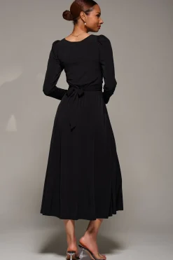 Puff Long Sleeve Jersey Maxi Dress, Black
