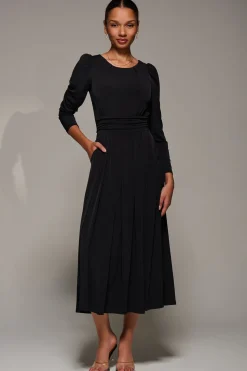 Puff Long Sleeve Jersey Maxi Dress, Black