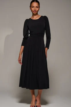 Puff Long Sleeve Jersey Maxi Dress, Black