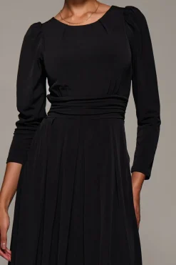 Puff Long Sleeve Jersey Maxi Dress, Black