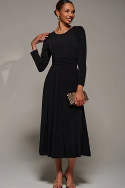 Puff Long Sleeve Jersey Maxi Dress, Black