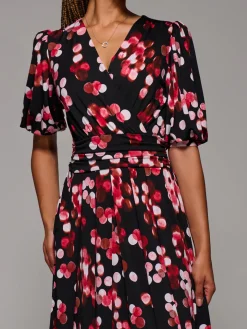 Puff Sleeve Jersey Maxi Dress, Red Spot