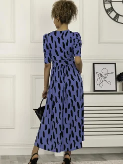 Quanna Stroke Print Jersey Maxi Dress, Royal Blue