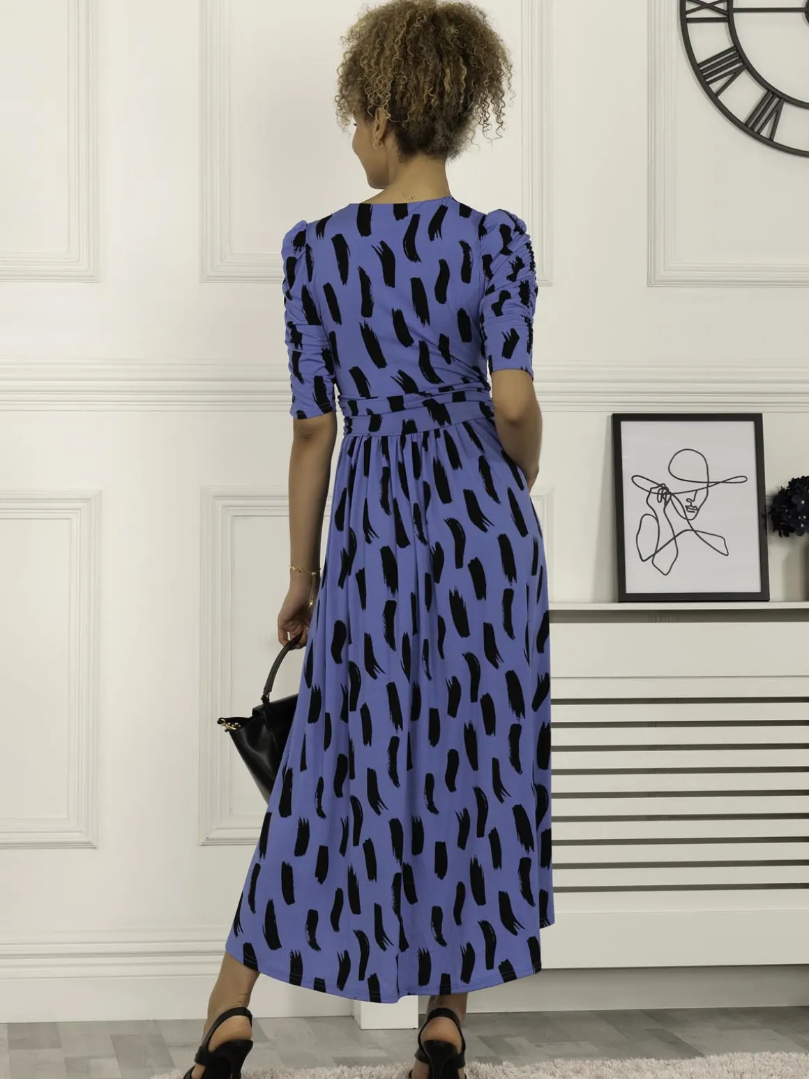 Quanna Stroke Print Jersey Maxi Dress, Royal Blue