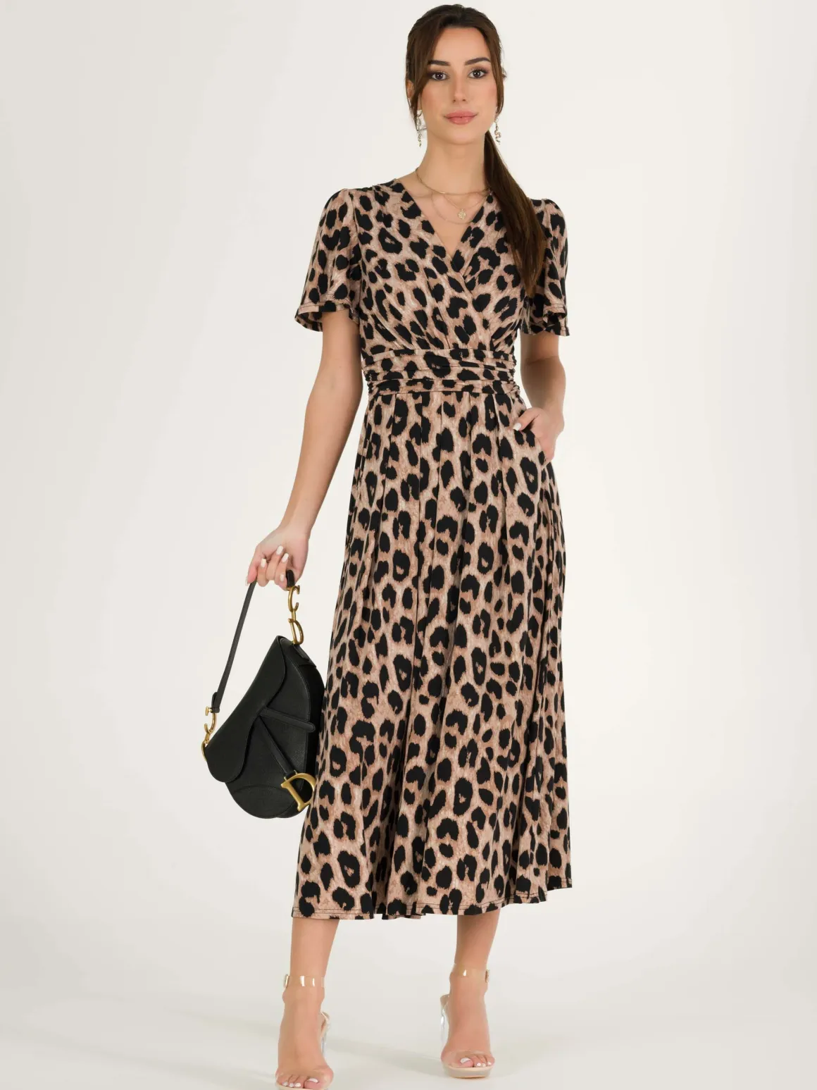 Quaya Animal Print Jersey Maxi Dress, Pink Animal
