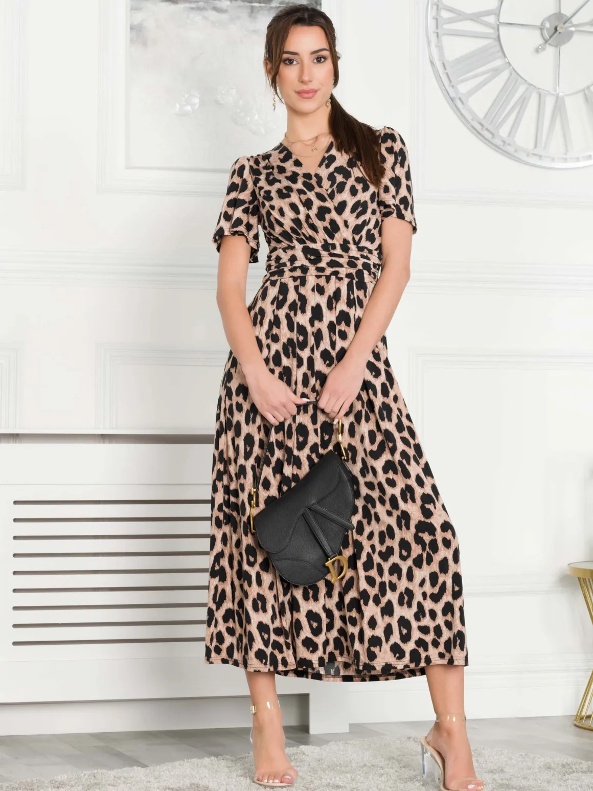 Quaya Animal Print Jersey Maxi Dress, Pink Animal