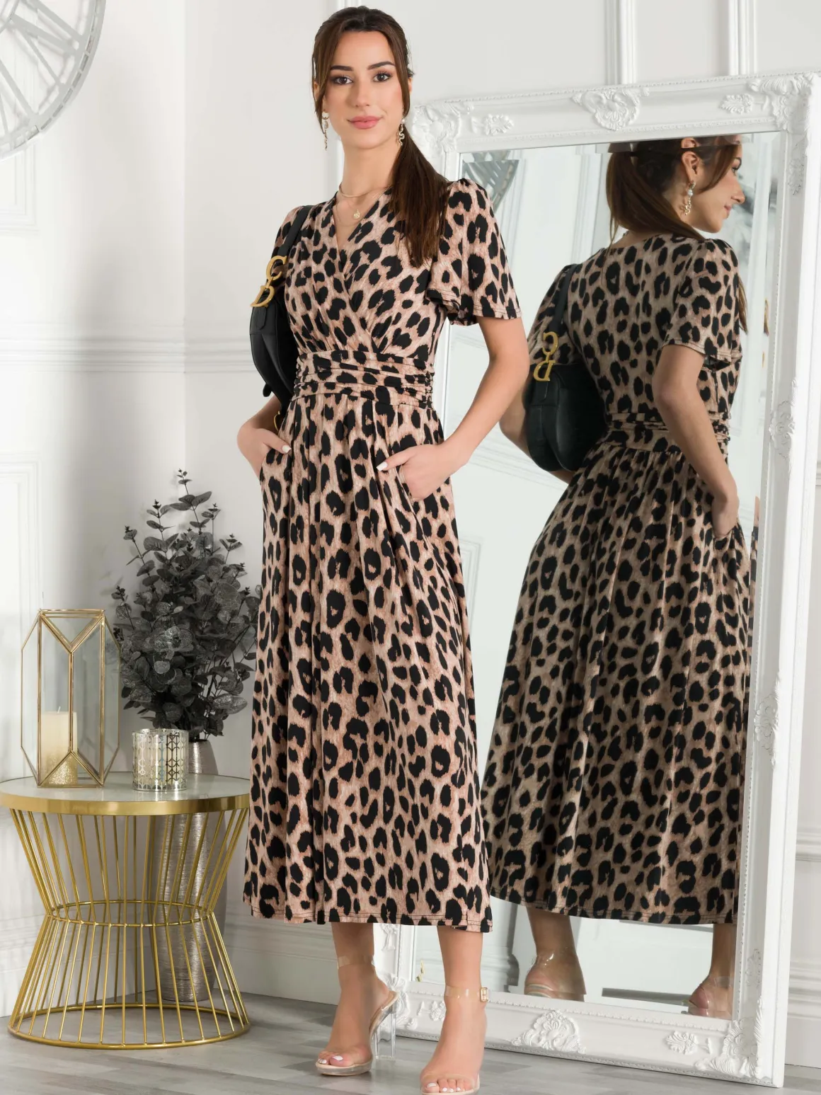 Quaya Animal Print Jersey Maxi Dress, Pink Animal
