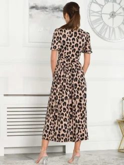 Quaya Animal Print Jersey Maxi Dress, Pink Animal