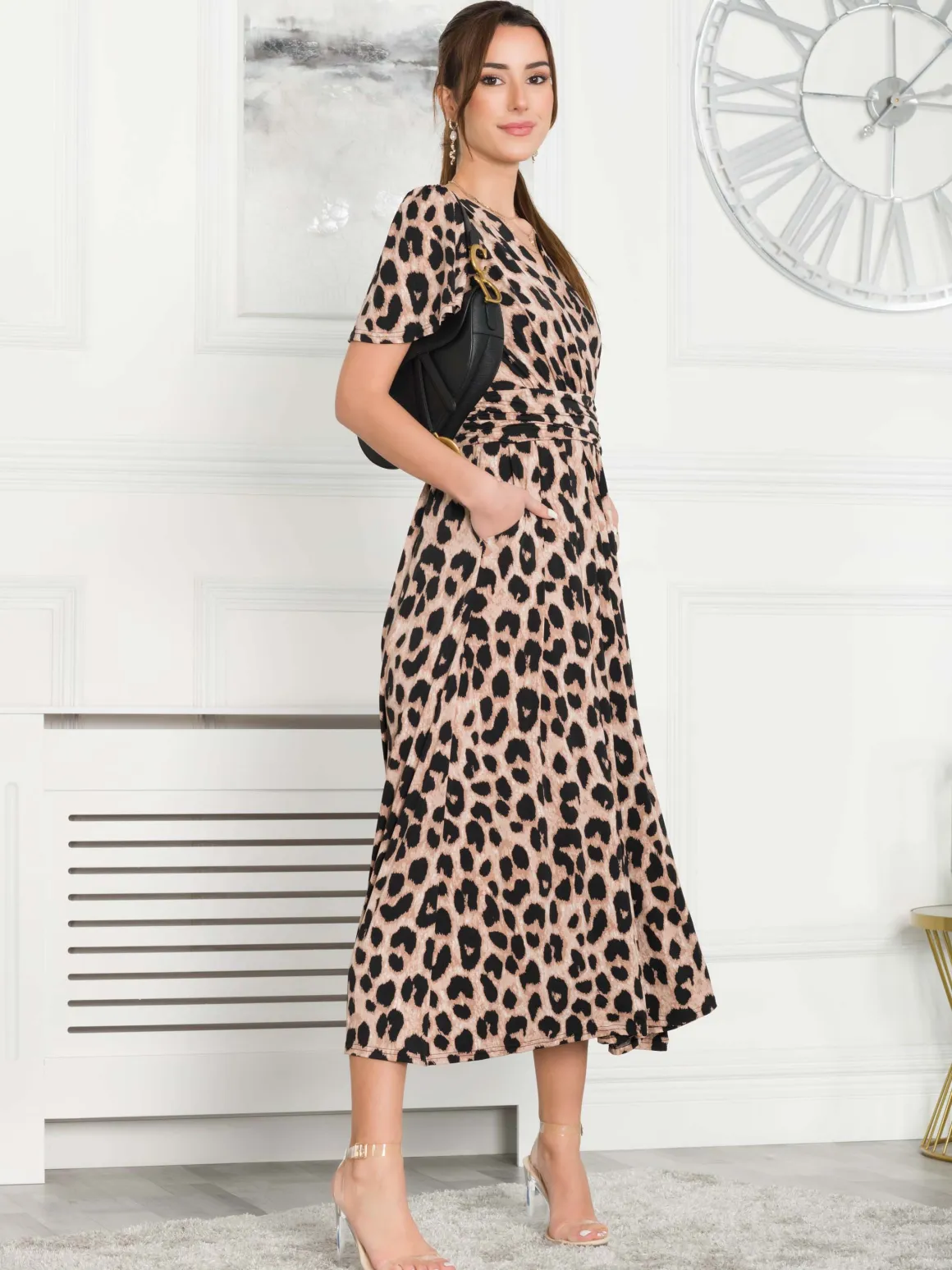 Quaya Animal Print Jersey Maxi Dress, Pink Animal