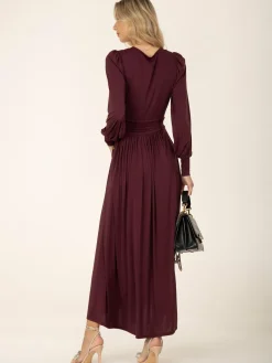 Rashelle Jersey Long Sleeve Maxi Dress, Burgundy