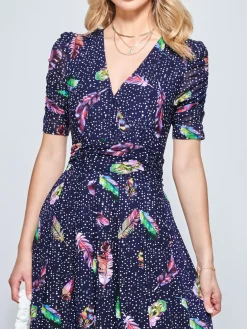 Ressie Dip Hem Maxi Dress, Navy Feather