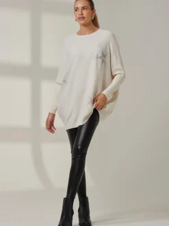 Rhinestone Sparkle Star Knit Jumper, Oatmeal