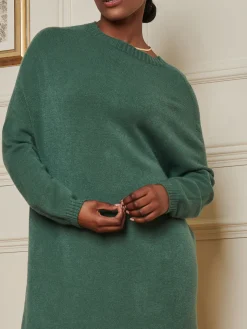Ribbed Knit Longline Dress, Emerald Green