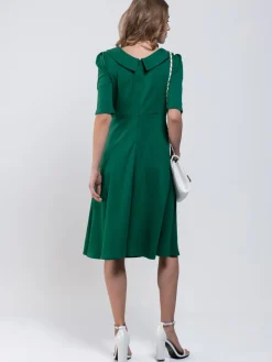Roll Collar 50s Dress, Green