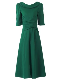 Roll Collar 50s Dress, Green