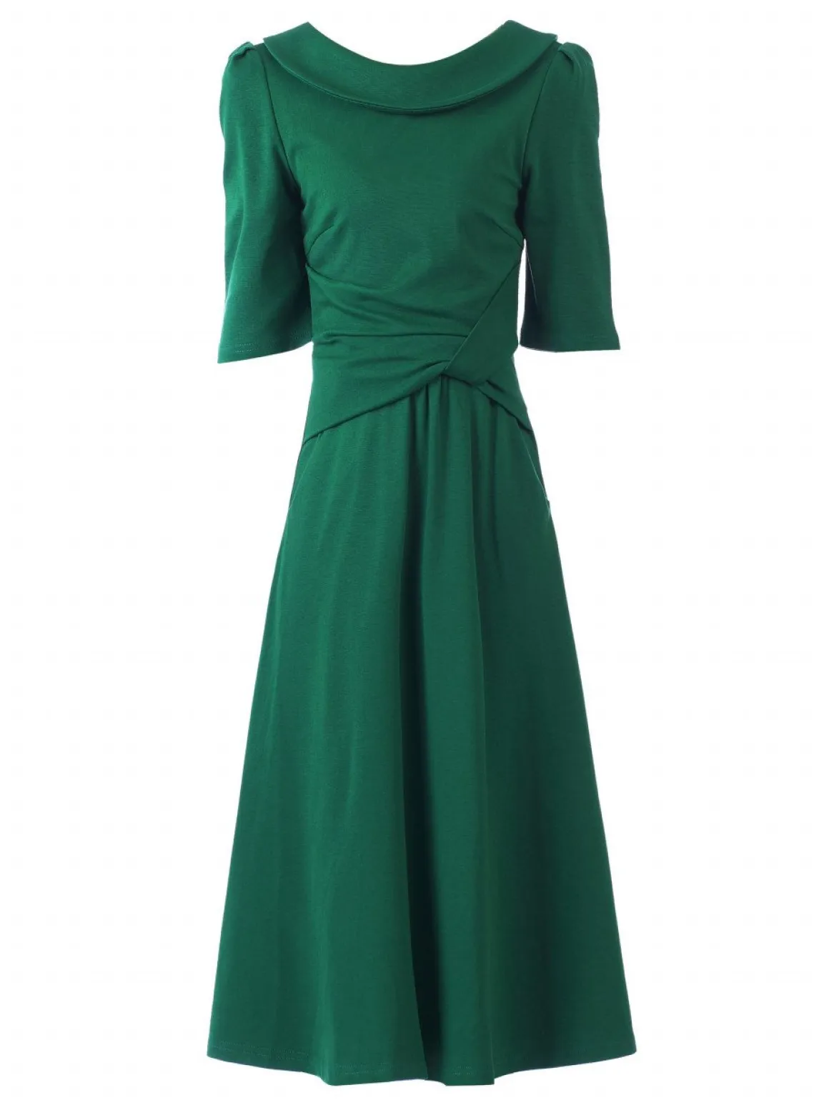 Roll Collar 50s Dress, Green