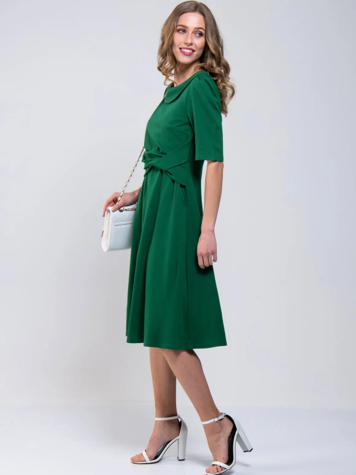 Roll Collar 50s Dress, Green
