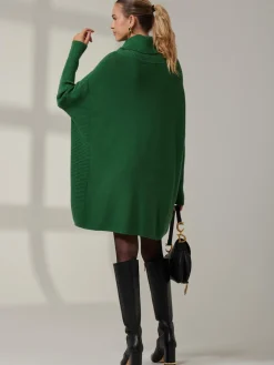 Roll Neck Pocket Front Knit Jumper, Green
