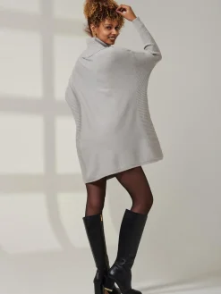 Roll Neck Pocket Front Knit Jumper, Grey Heather