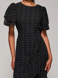 Ruffle Detail Chiffon Midaxi Dress, Black Heart