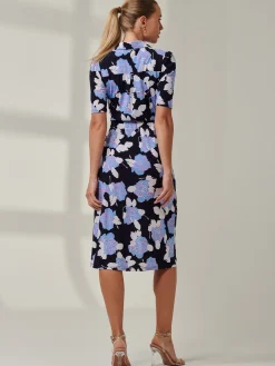 Sample Sale - Floral Midi Shirt Dress, Blue Multi
