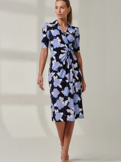 Sample Sale - Floral Midi Shirt Dress, Blue Multi