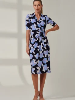 Sample Sale - Floral Midi Shirt Dress, Blue Multi