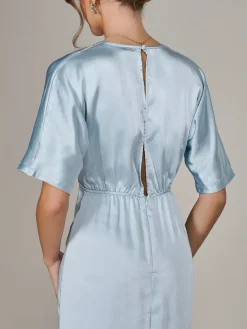 Satin A-Line Midaxi Dress, Blue