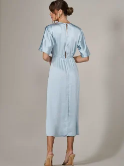 Satin A-Line Midaxi Dress, Blue