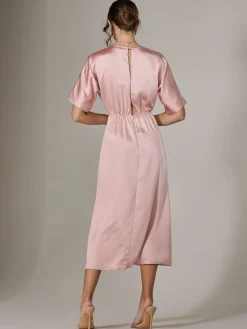 Satin A-Line Midaxi Dress, Pink